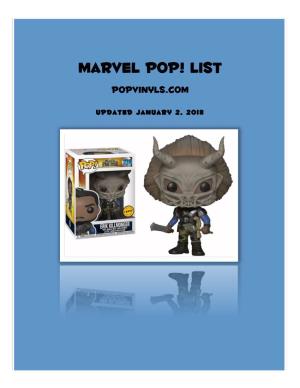Marvel Pop! List Popvinyls.Com