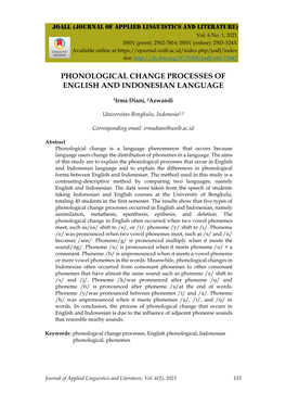 Phonological Change Processes of English and Indonesian Language