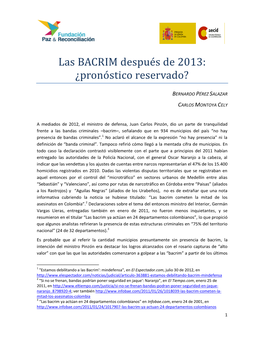 Informe 2013 Bacrim