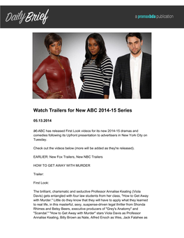 Watch Trailers for New ABC 2014-15 Series