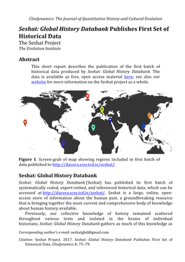 Seshat: Global History Databank Publishes First Set of Historical Data the Seshat Project the Evolution Institute