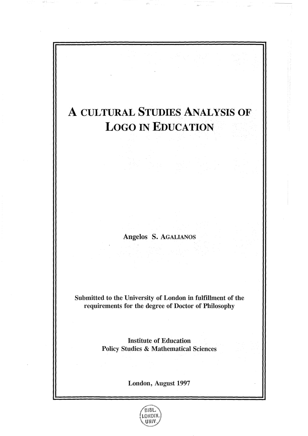 A Cultural Studies Analysis of Logo in Education