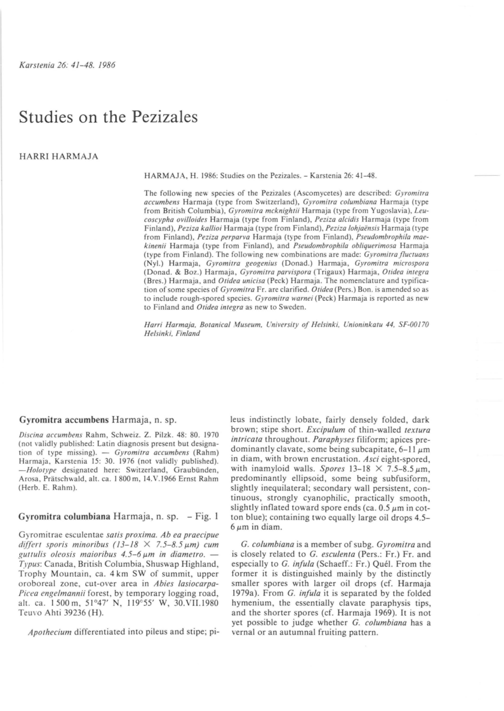 Studies on the Pezizales