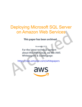 Deploying Microsoft SQL Server on Amazon Web Services