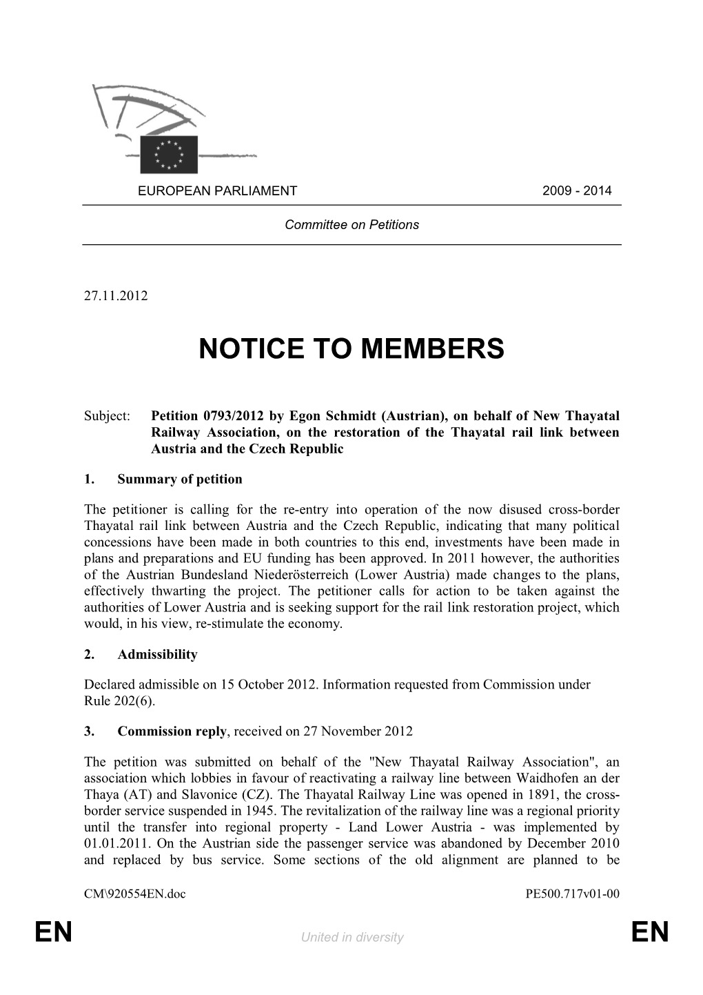 En En Notice to Members