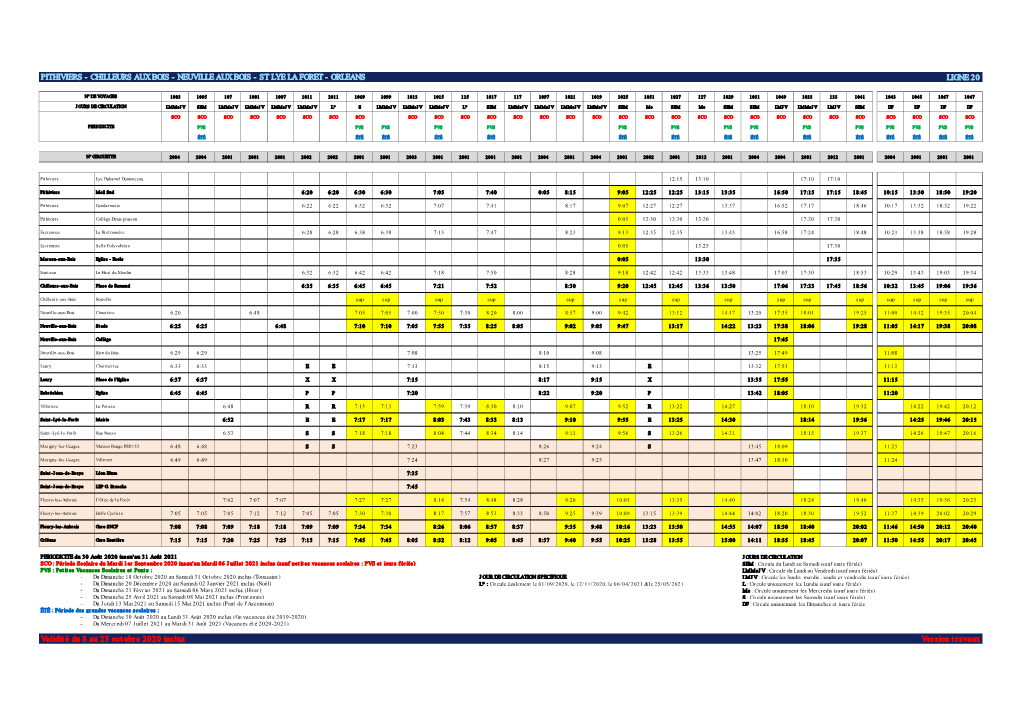 Pithiviers - Chilleurs Aux Bois - Neuville Aux Bois - St Lye La Foret - Orleans Ligne 20