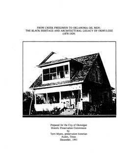 From Creek Freedmen to Oklahoma Oil Men: the Black Heritage and Architectural Legacy of Okmulgee (1878-1929)