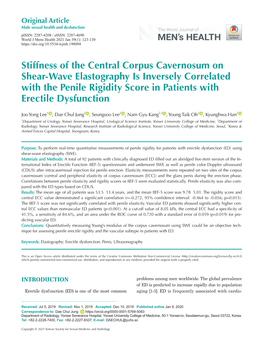 Stiffness of the Central Corpus Cavernosum on Shear-Wave Elastography Is Inversely Correlated with the Penile Rigidity Score in Patients with Erectile Dysfunction