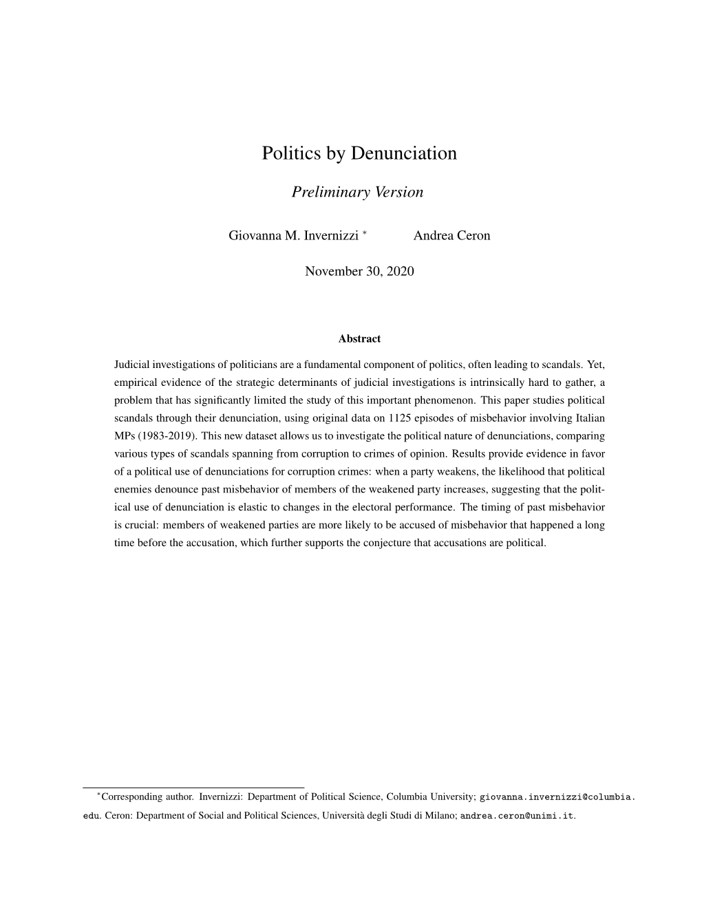 Politics by Denunciation