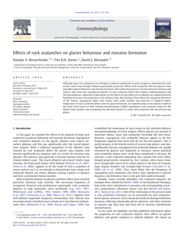 Effects of Rock Avalanches on Glacier Behaviour and Moraine Formation