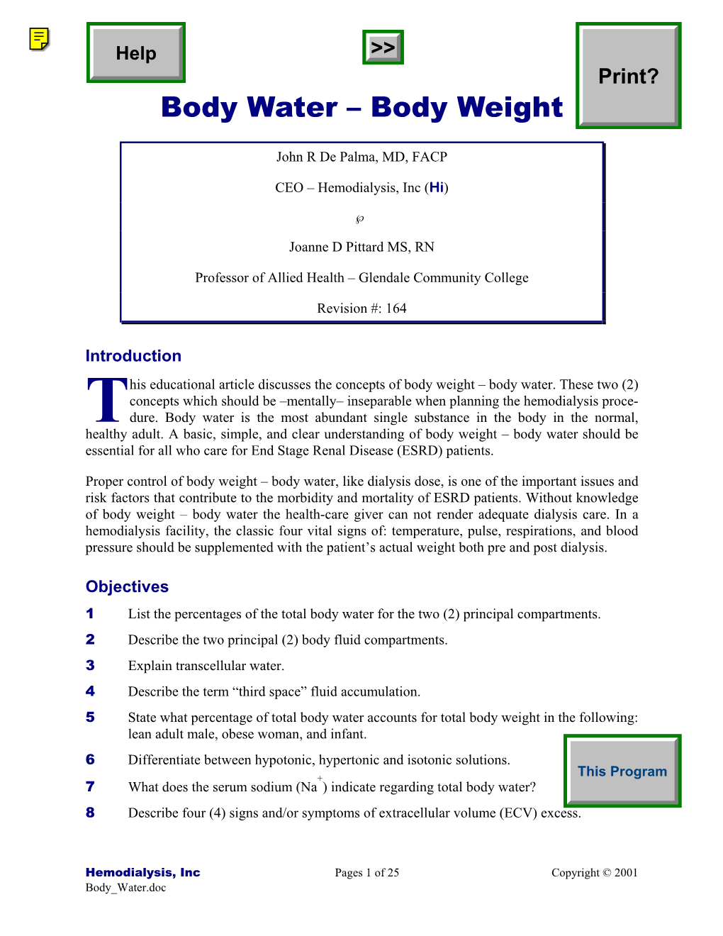 Body Water – Body Weight
