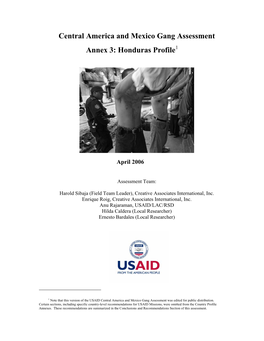 Central America and Mexico Gang Assessment Annex 3: Honduras Profile1