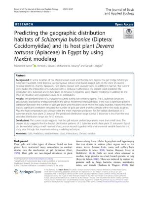 Predicting the Geographic Distribution Habitats of Schizomyia
