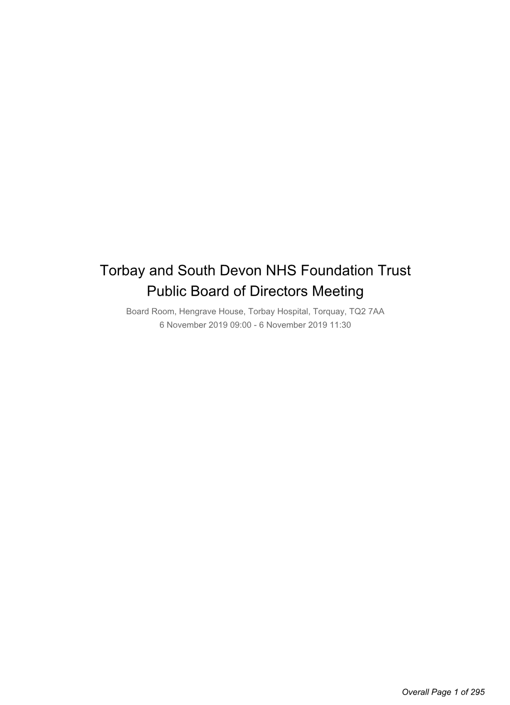 Trust Board Papers for 6 November 2019