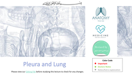 Pleura and Lung Doctors Notes Notes/Extra Explanation Please View Our Editing File Before Studying This Lecture to Check for Any Changes