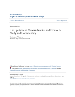 The Epistulae of Marcus Aurelius and Fronto: a Study and Commentary