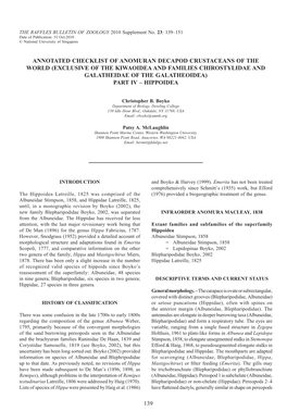 139 Annotated Checklist of Anomuran Decapod Crustaceans of the World