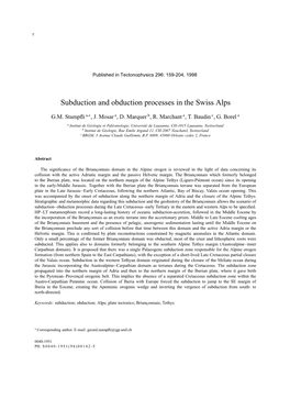 Subduction and Obduction Processes in the Swiss Alps