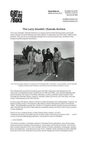 The Larry Goodell / Duende Archive