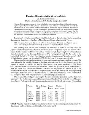 Planetary Diameters in the Sürya-Siddhänta DR