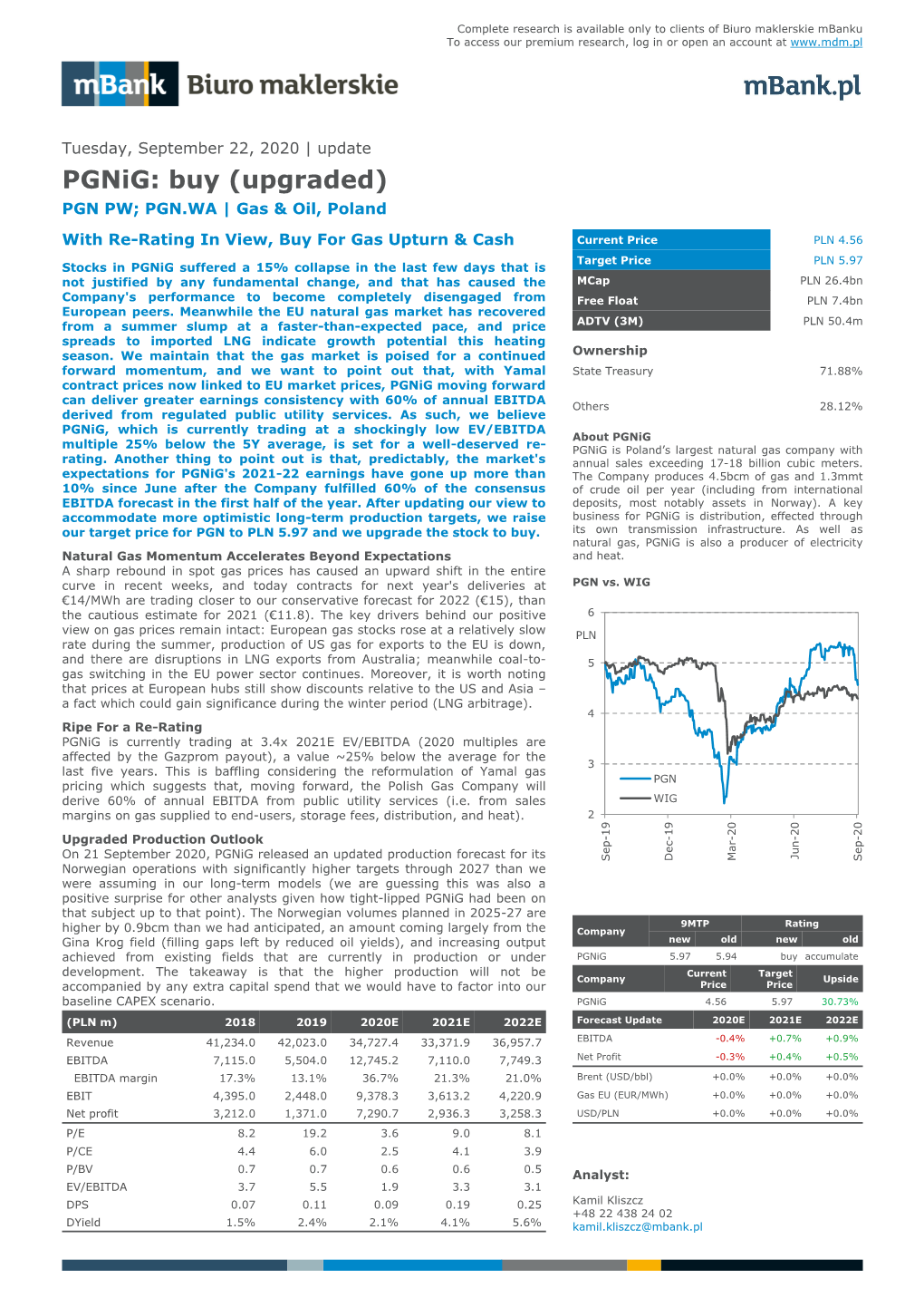 Pgnig: Buy (Upgraded) PGN PW; PGN.WA | Gas & Oil, Poland