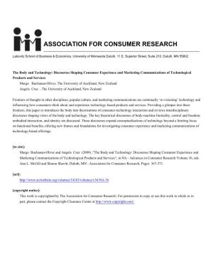 The Body and Technology: Discourses Shaping Consumer
