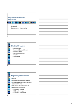 Outline/Overview Psychodynamic Model