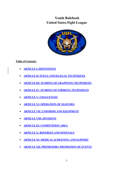Youth Rulebook United States Fight League