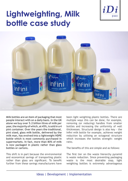 Lightweighting, Milk Bottle Case Study