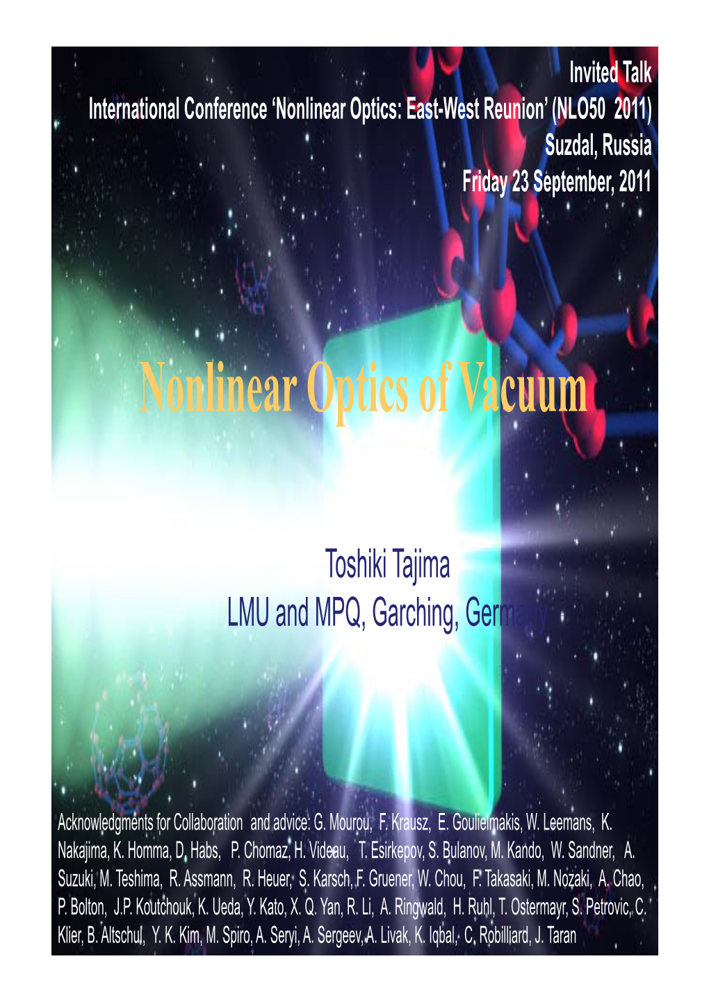 Nonlinear Optics of Vacuum