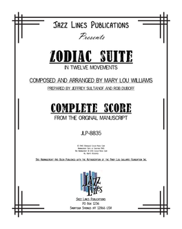 Zodiac Suite in Twelve Movements Composed and Arranged by Mary Lou Williams