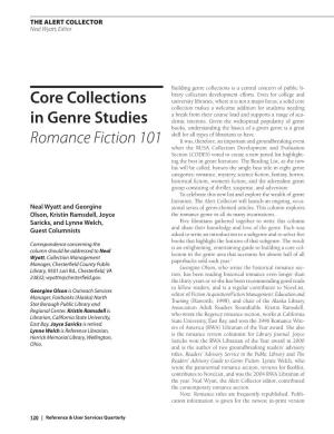 Core Collections in Genre Studies Romance Fiction