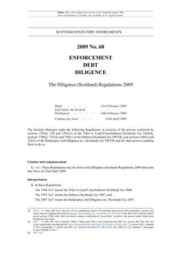 The Diligence (Scotland) Regulations 2009
