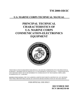Principal Technical Characteristics of U.S. Marine Corps Communication-Electronics Equipment