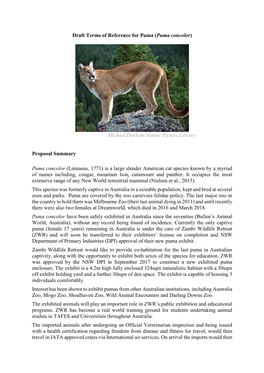Draft Terms of Reference for Puma (Puma Concolor)