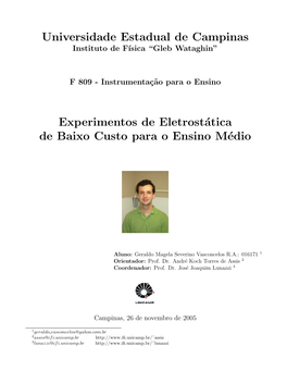 Experimentos De Eletrostática De Baixo Custo Para O Ensino Médio