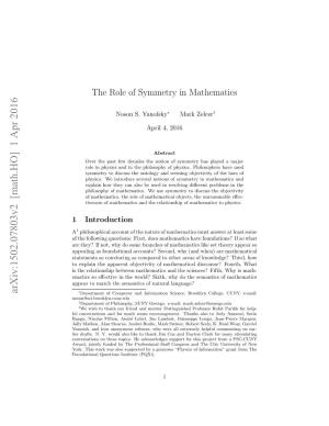 The Role of Symmetry in Mathematics