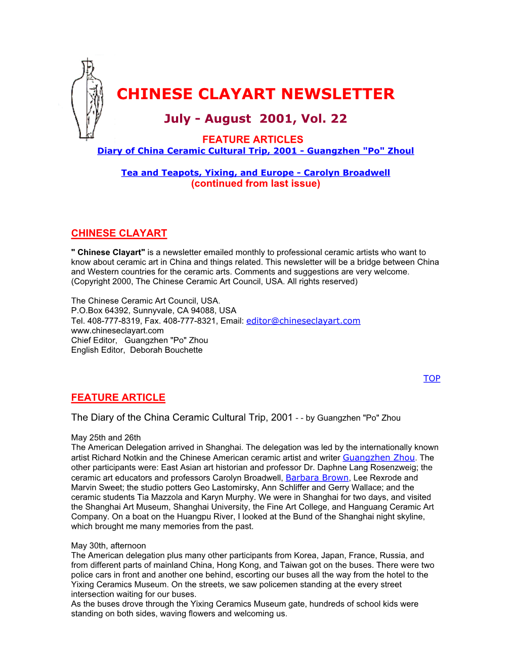 Newsletter for July 2001, Volume 22