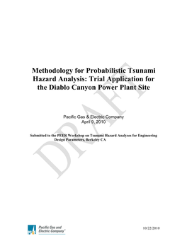 Methodology for Probabilistic Tsunami Hazard Analysis: Trial Application for the Diablo Canyon Power Plant Site