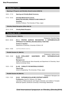 Scientific Program (Oral Presentations)