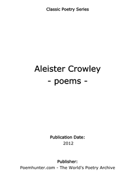 Aleister Crowley - Poems