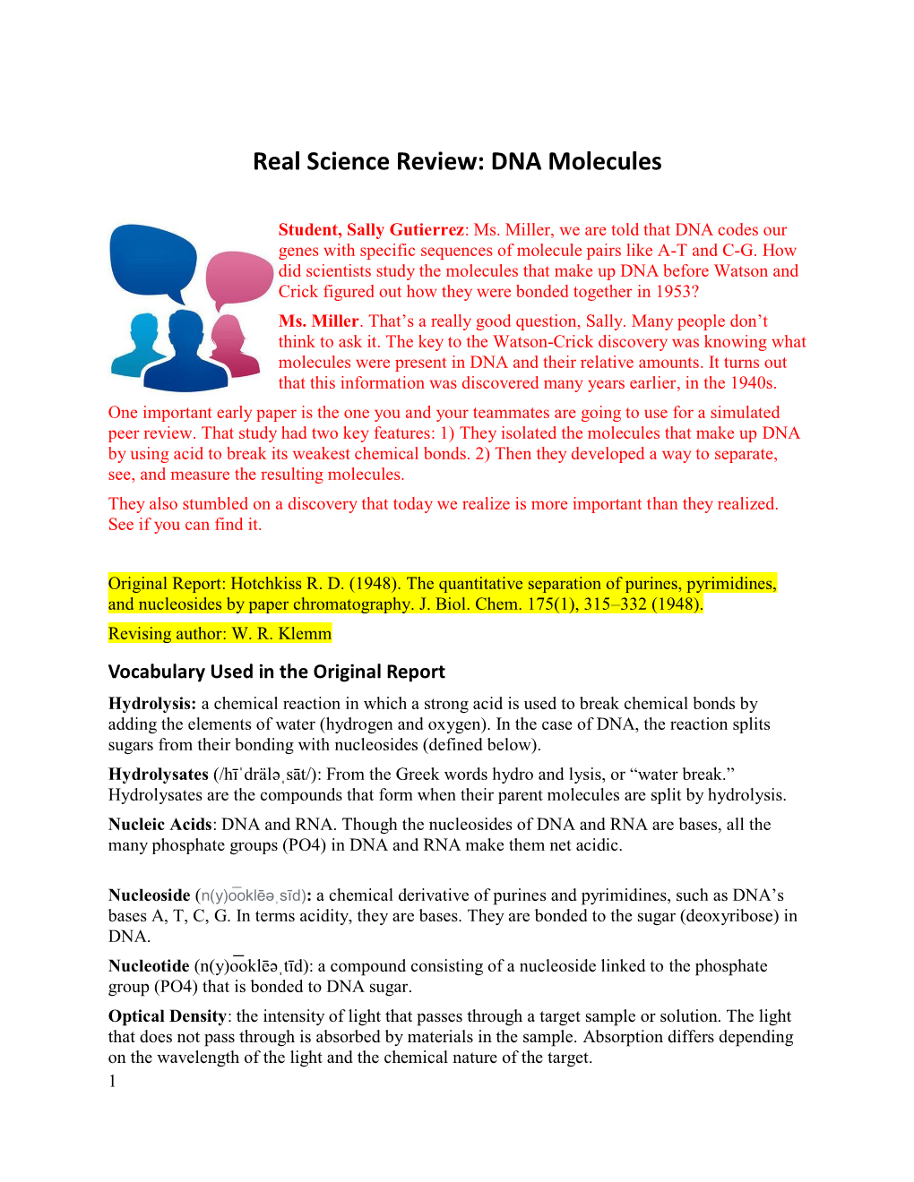 Real Science Review: DNA Molecules