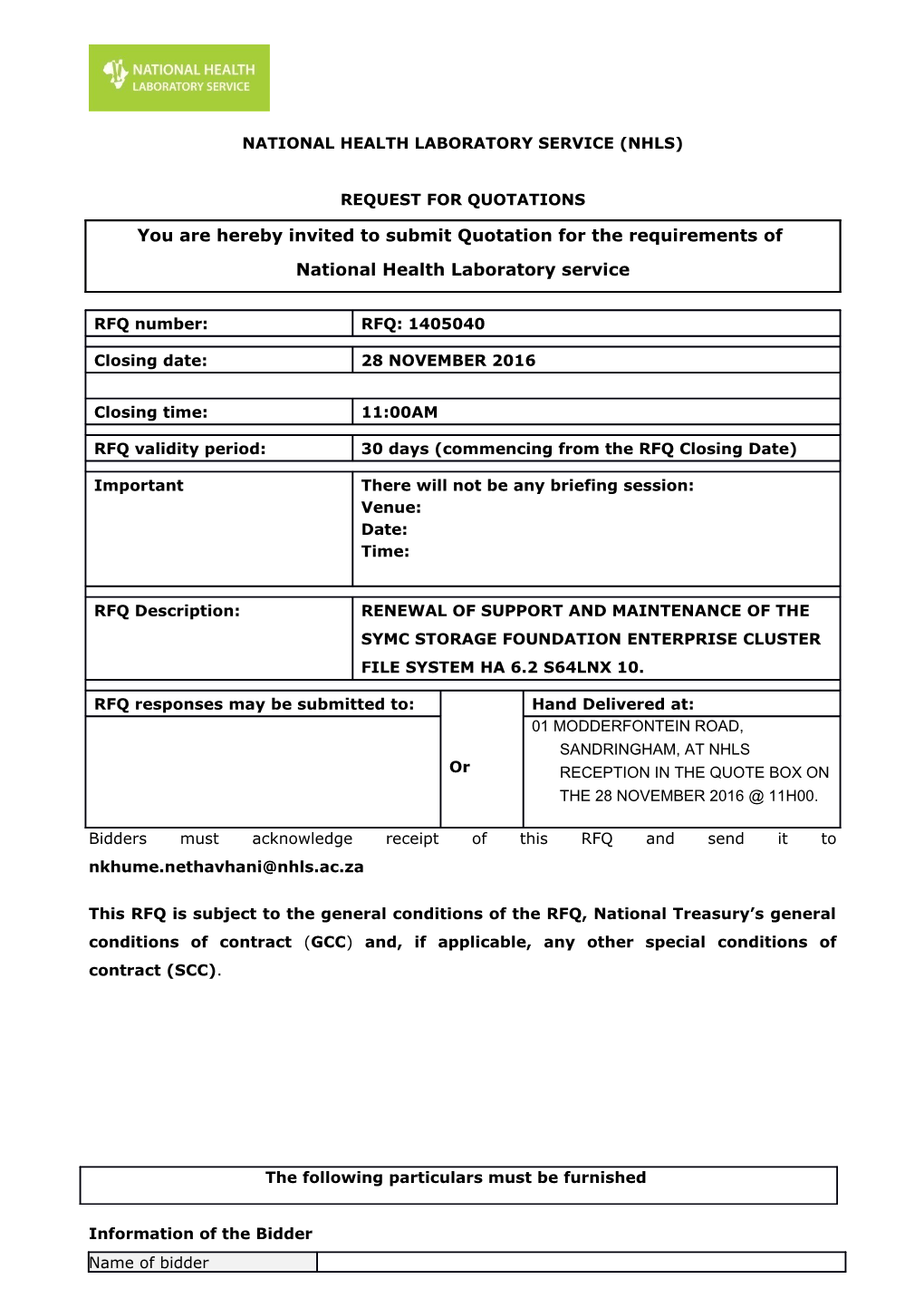 National Health Laboratory Service (Nhls) s4