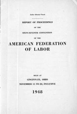 American Federation of Labor National Convention, Cincinnati
