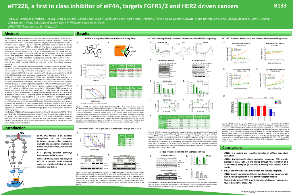 Eft226, a First in Class Inhibitor of Eif4a, Targets FGFR1/2 and HER2