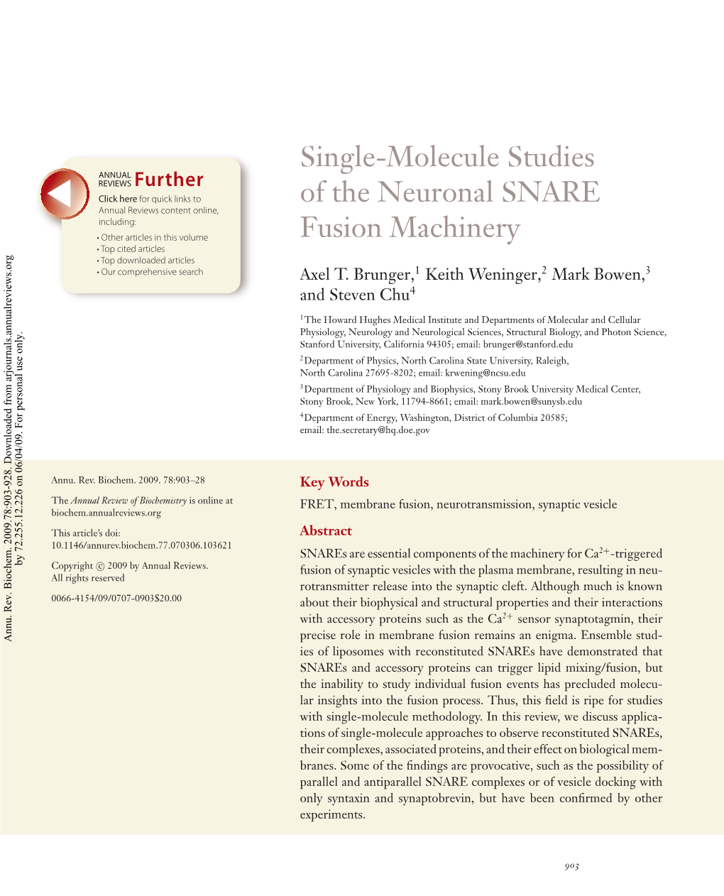 Single-Molecule Studies of the Neuronal SNARE Fusion Machinery