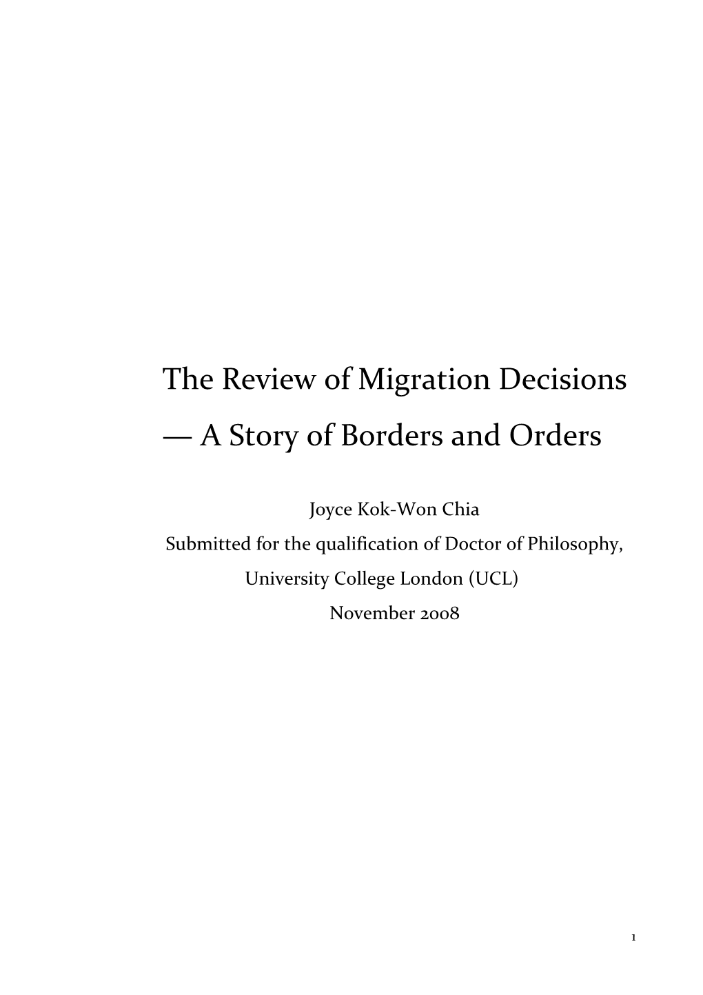 The Review of Migration Decisions — a Story of Borders and Orders