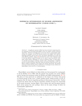 EMPIRICAL OPTIMIZATION of DIVISOR ARITHMETIC on HYPERELLIPTIC CURVES OVER F2m