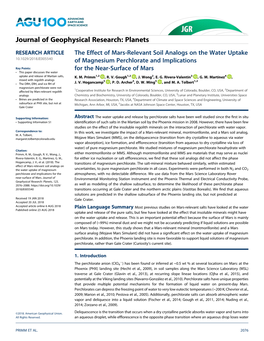 The Effect of Mars-Relevant Soil Analogs on the Water Uptake Of