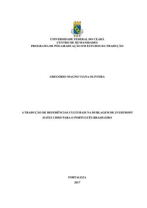 Universidade Federal Do Ceará Centro De Humanidades Programa De Pós-Graduação Em Estudos Da Tradução Gregório Magno Viana